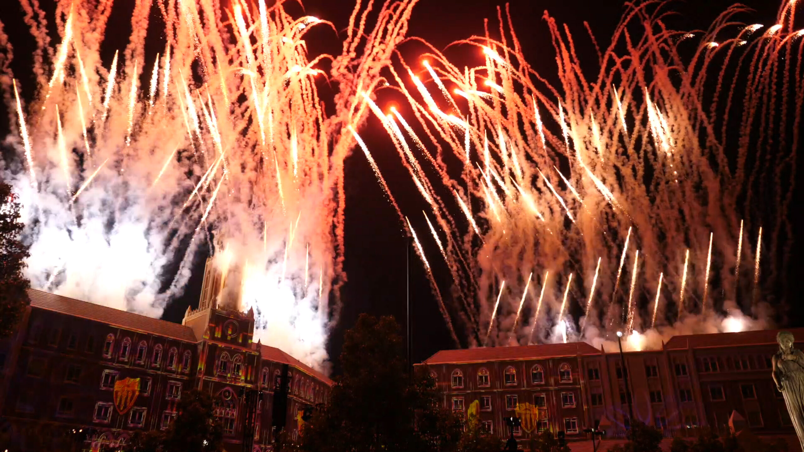 fireworks display on roof