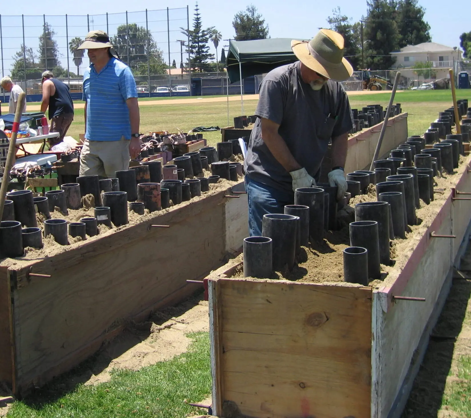 fireworks mortar box setup